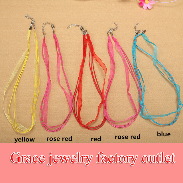 5pcs/lot Colorful Silk Organza Ribbon Necklace Pendants Rope